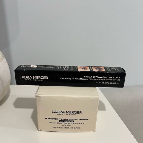 Laura Mercier Setting Powder & Caviar Mascara Set 3pc Translucent/Black - Picture 8 of 12